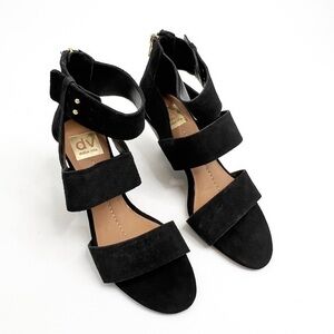 Dolce Vita Black Suede Wood Wedge Sandal Size 7.5